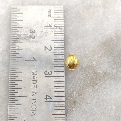 18k Solid Yellow Gold Small Oval Spacer Beads - Kanika Creations