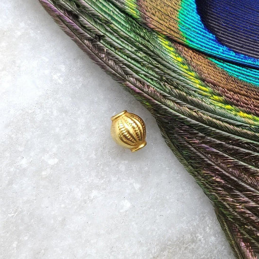 18k Solid Yellow Gold Small Oval Spacer Beads - Kanika Creations