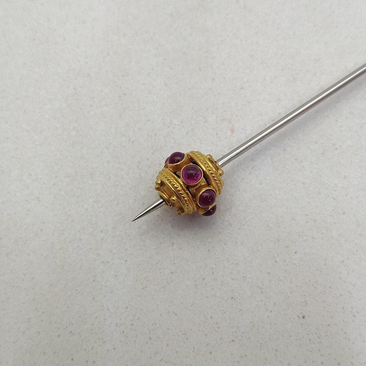 18k Solid Yellow Gold Ruby Round Spacer Beads 9mm - Kanika Creations