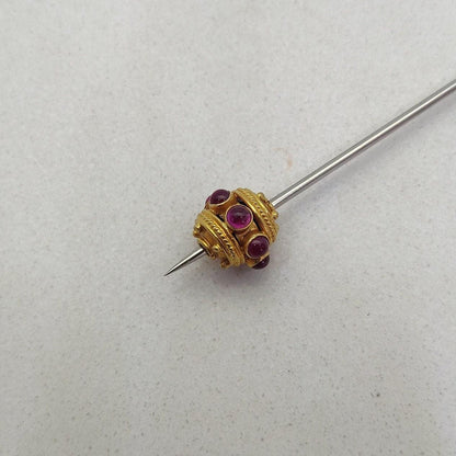 18k Solid Yellow Gold Ruby Round Spacer Beads 9mm - Kanika Creations