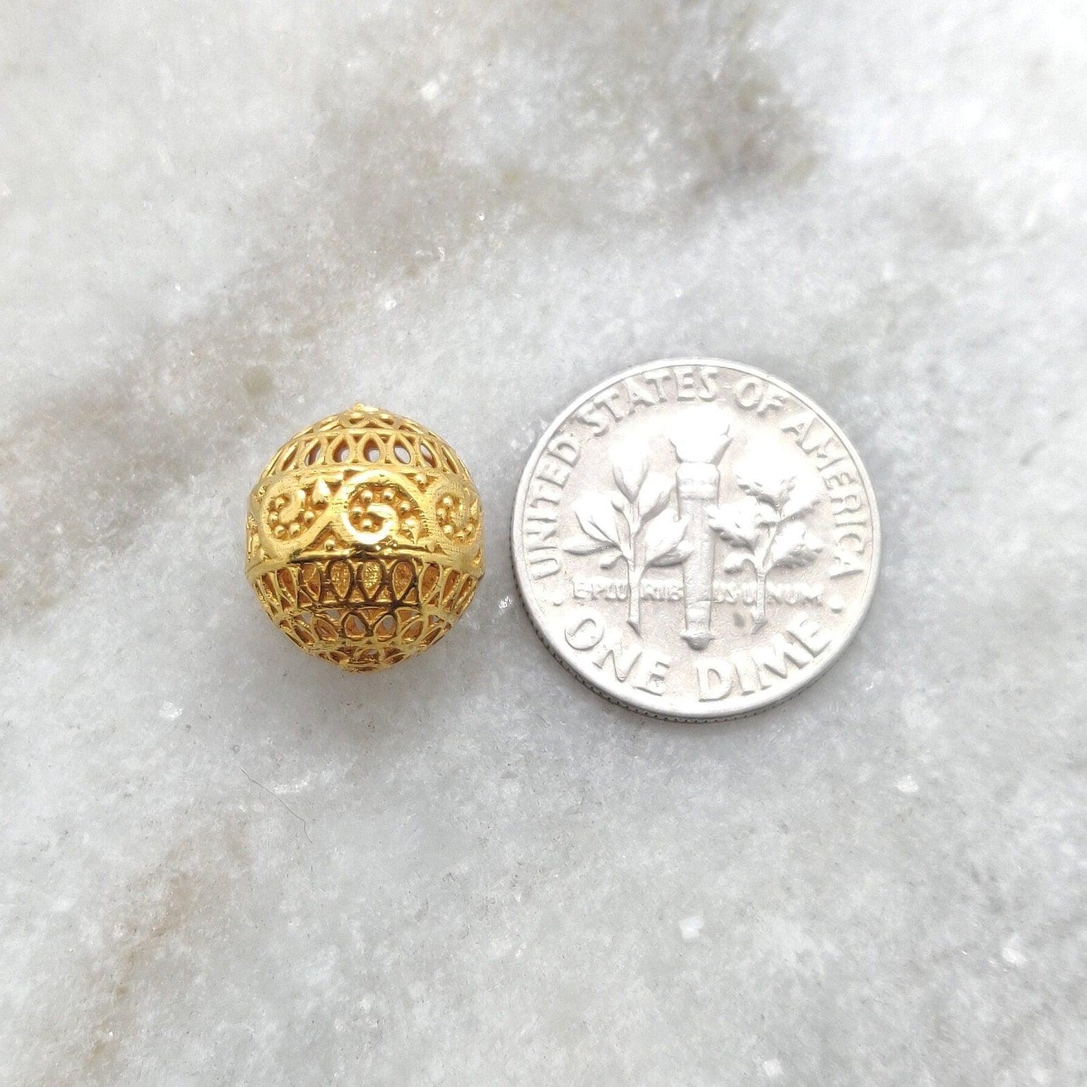 18k Yellow Gold Round Ball Spacer Beads Findings 12mm - Kanika Creations