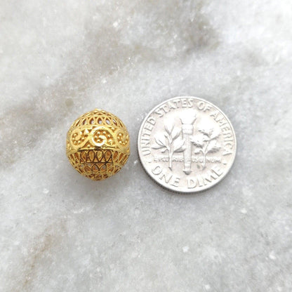 18k Yellow Gold Round Ball Spacer Beads Findings 12mm - Kanika Creations