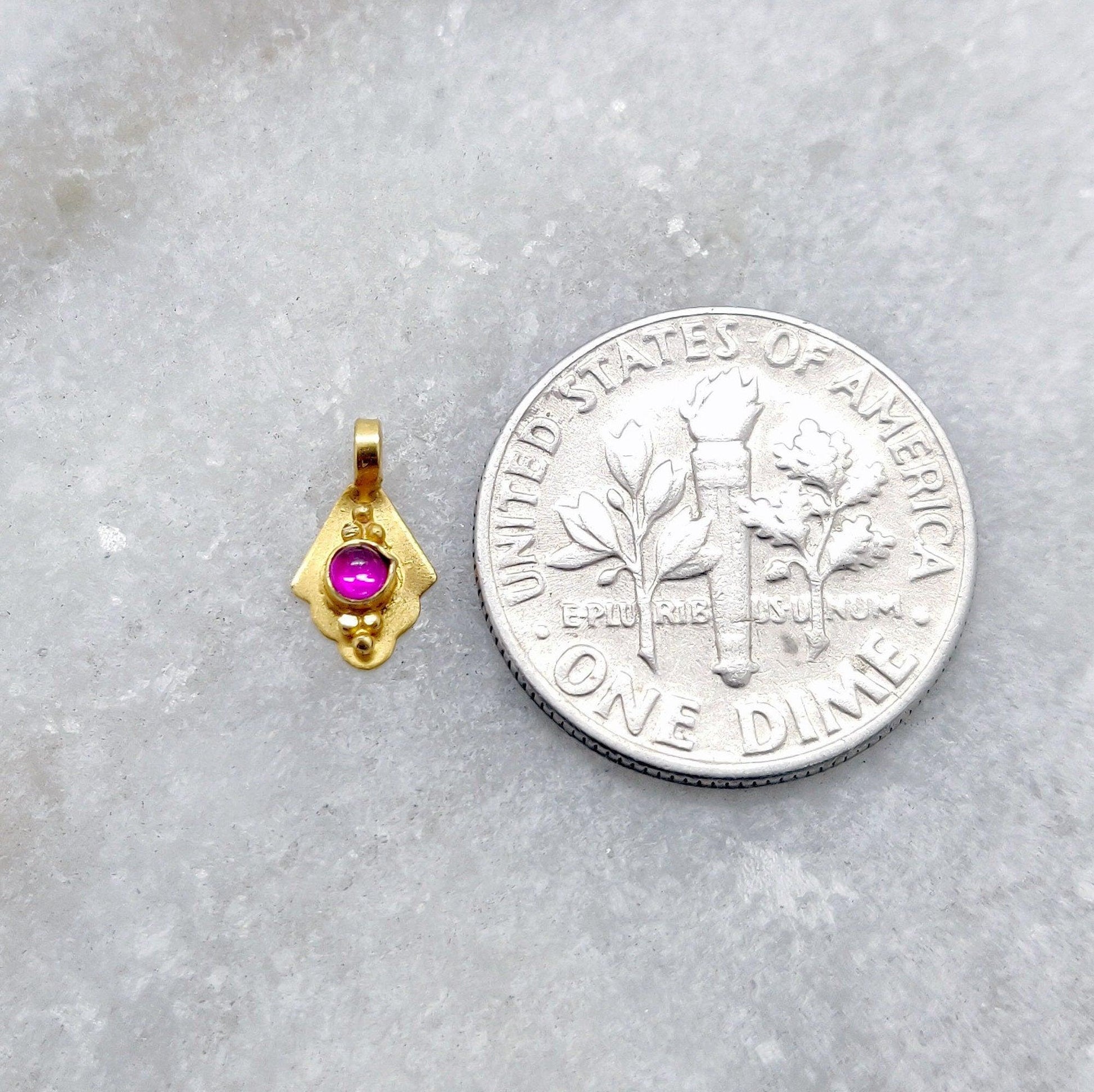 18k Gold Fancy Dainty Charm Pendant Jewelry 9mm - Kanika Creations