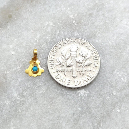18k Yellow Gold Fancy Turquoise Charm Jewelry 9mm - Kanika Creations