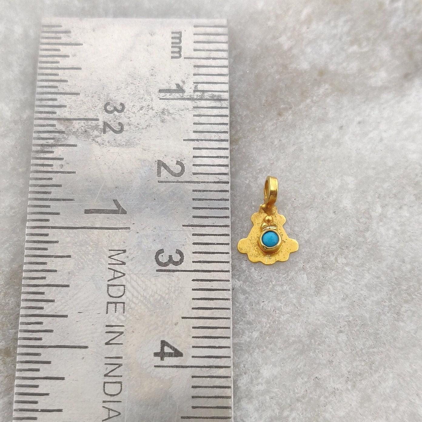 18k Yellow Gold Fancy Turquoise Charm Jewelry 9mm - Kanika Creations