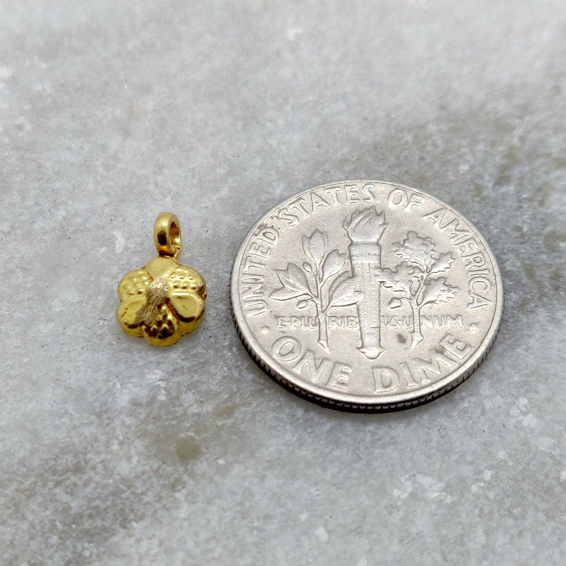 18k Yellow Gold Dainty Flower Charms Pendent 6mm - Kanika Creations