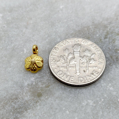 18k Yellow Gold Dainty Flower Charms Pendent 6mm - Kanika Creations