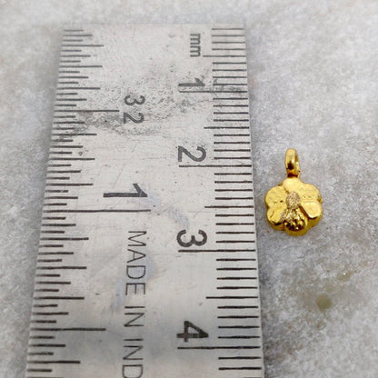18k Yellow Gold Dainty Flower Charms Pendent 6mm - Kanika Creations