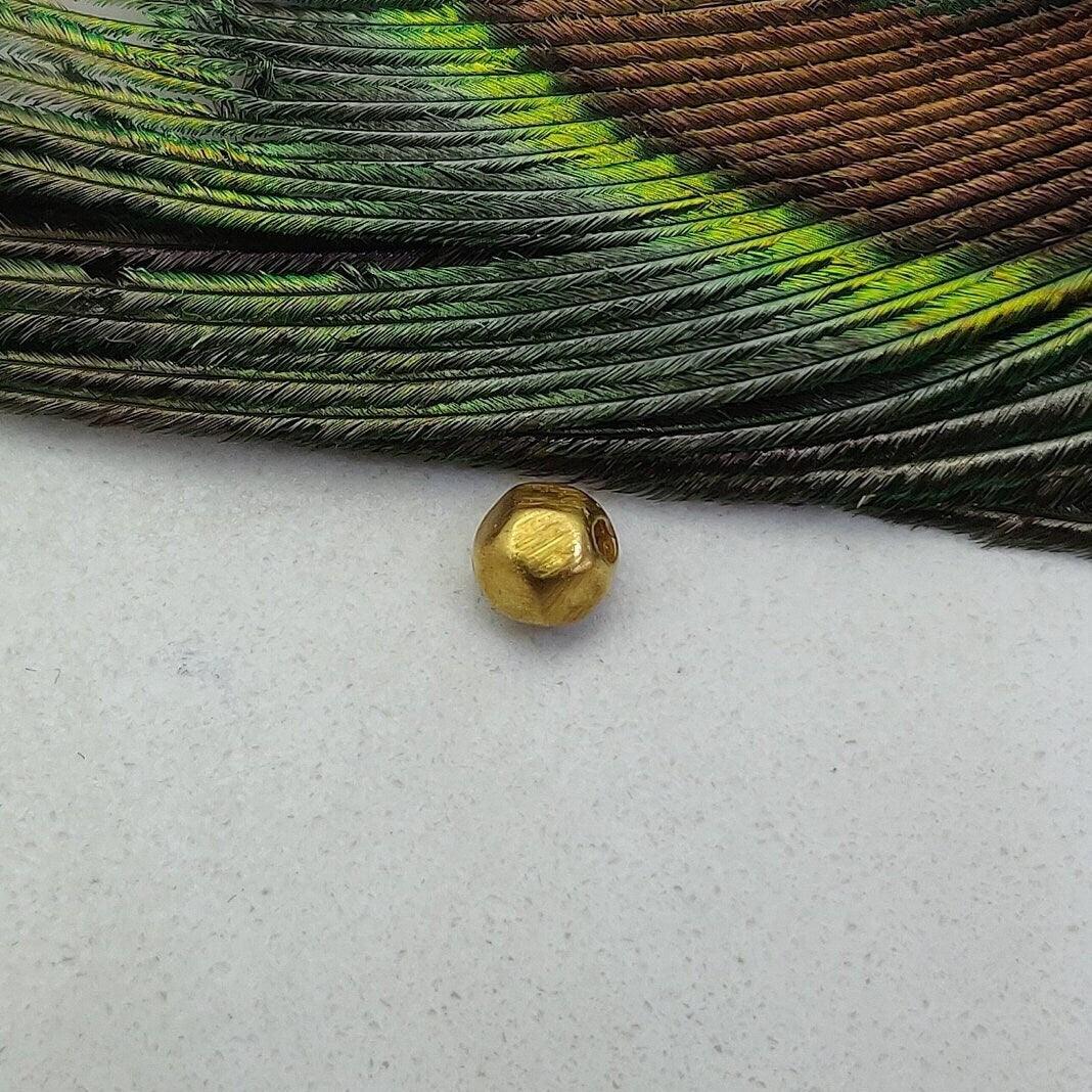 18k Solid Yellow Gold Faceted Fancy Spacer Bead, 5MM - Kanika Creations