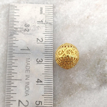 18k Yellow Gold Round Ball Spacer Beads Findings 12mm - Kanika Creations