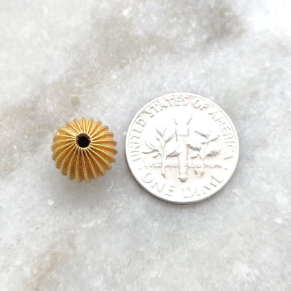 18k Solid Yellow Gold Corrugated Spacer Beads 10mm - Kanika Creations