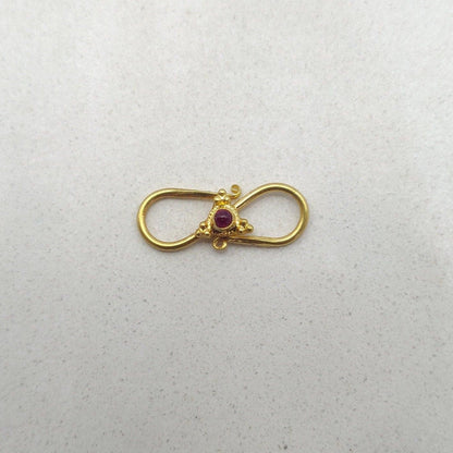18K Yellow Gold Stone Studded S Clasp Lock Findings 18mm - Kanika Creations