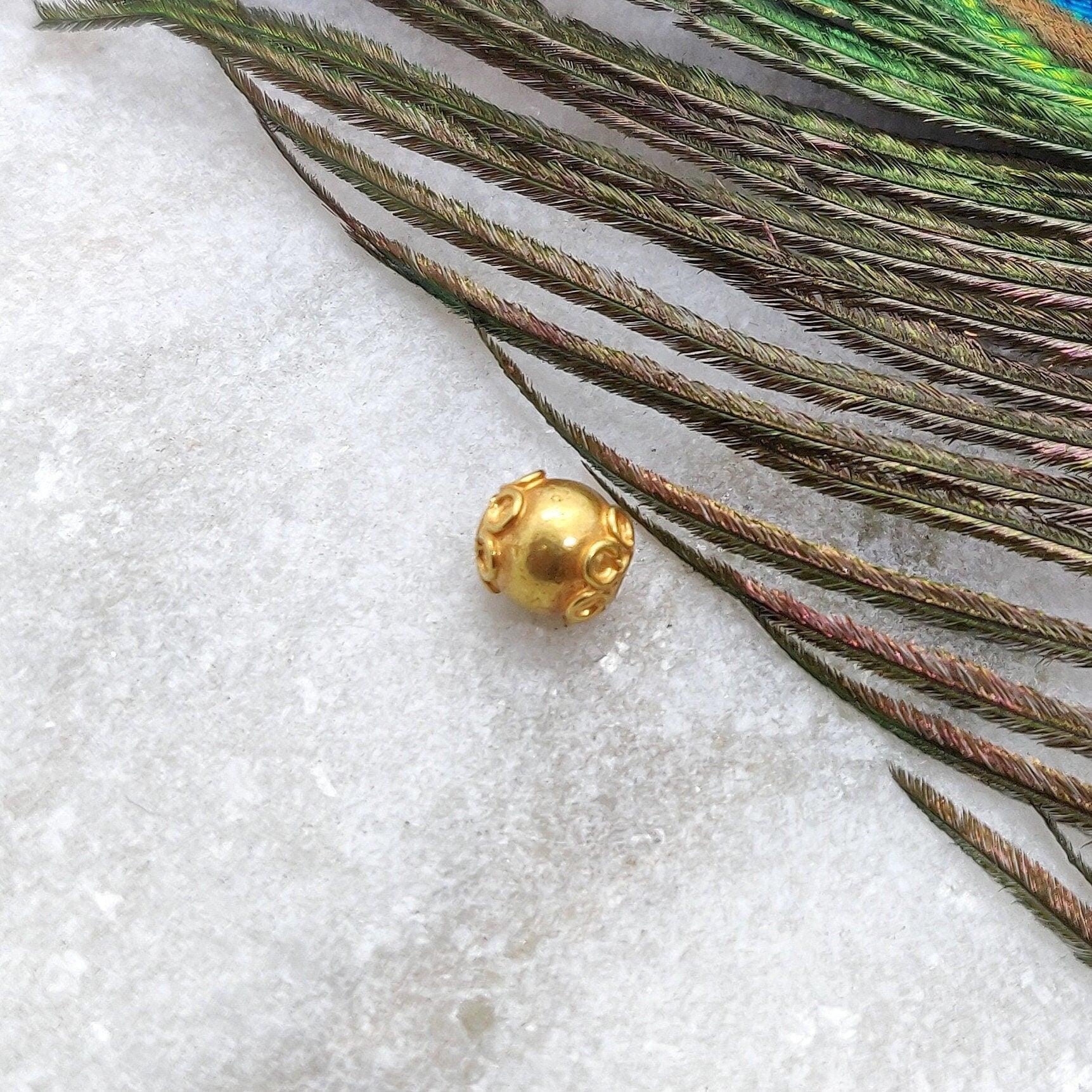 18k Solid Yellow Gold Antique Spacer Beads 6x7mm - Kanika Creations