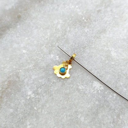 18k Yellow Gold Fancy Turquoise Charm Jewelry 9mm - Kanika Creations