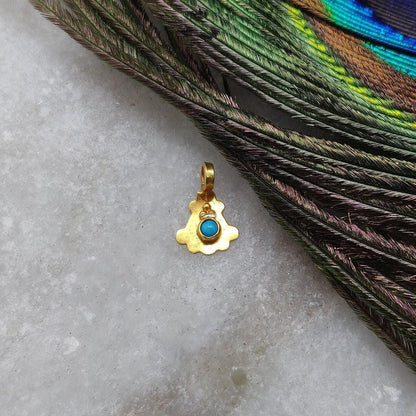 18k Yellow Gold Fancy Turquoise Charm Jewelry 9mm - Kanika Creations