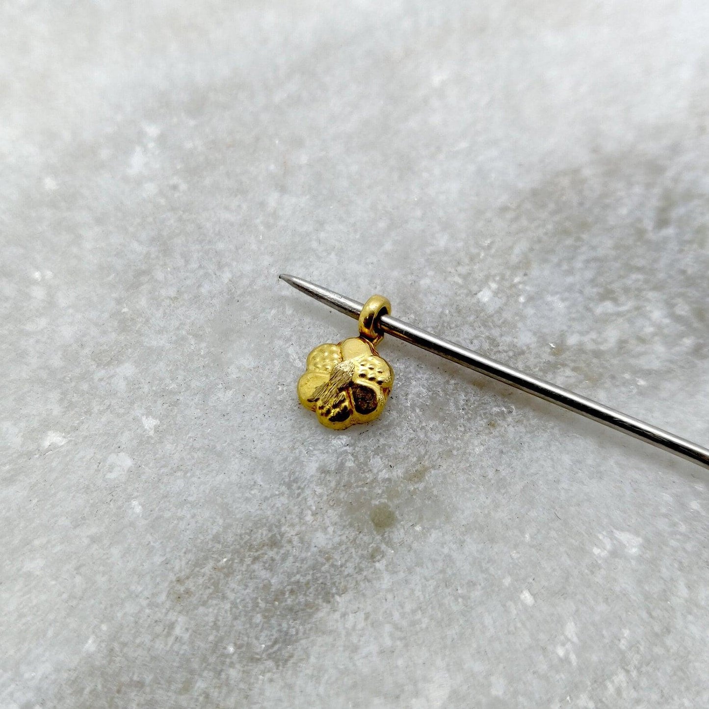 18k Yellow Gold Dainty Flower Charms Pendent 6mm - Kanika Creations
