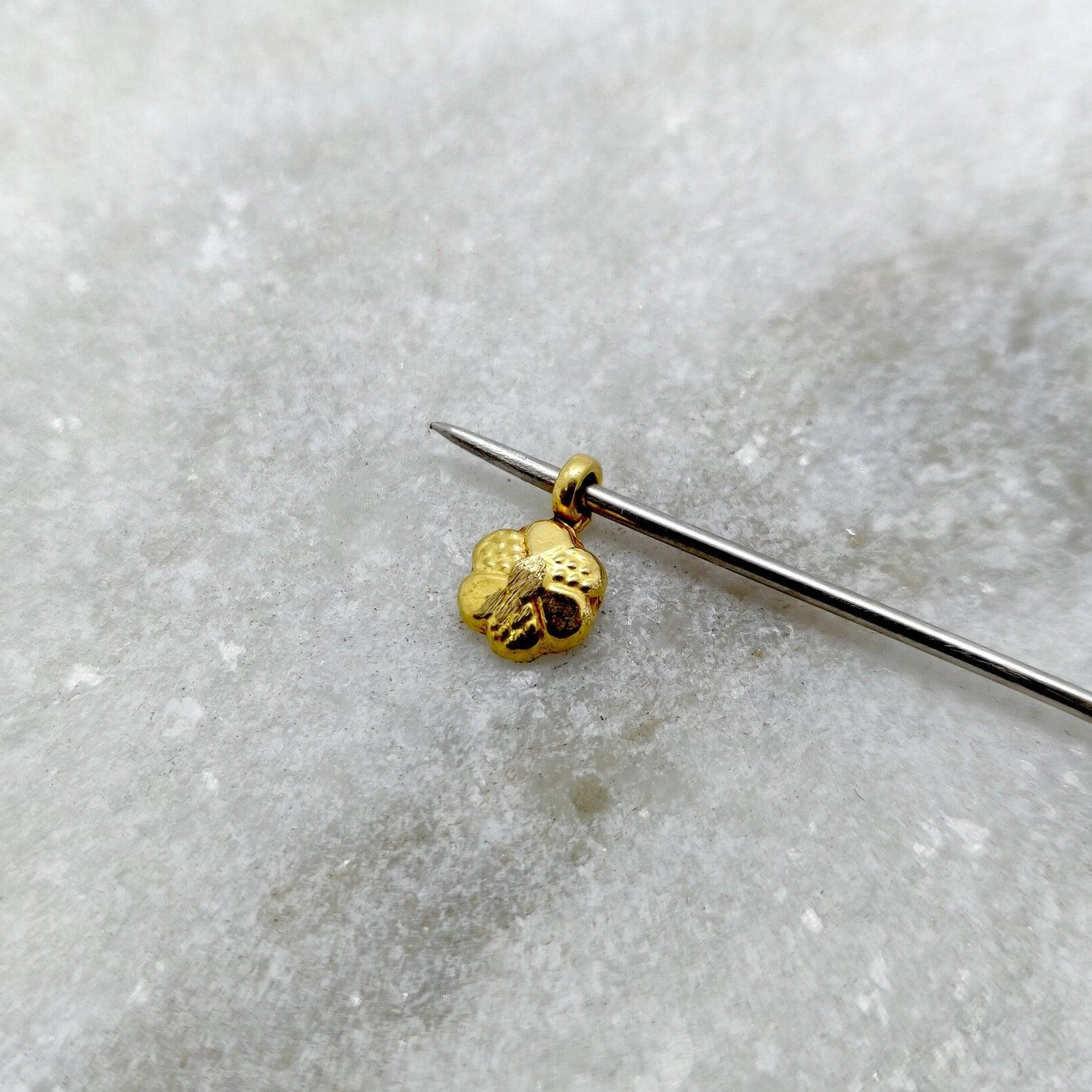 18k Yellow Gold Dainty Flower Charms Pendent 6mm - Kanika Creations