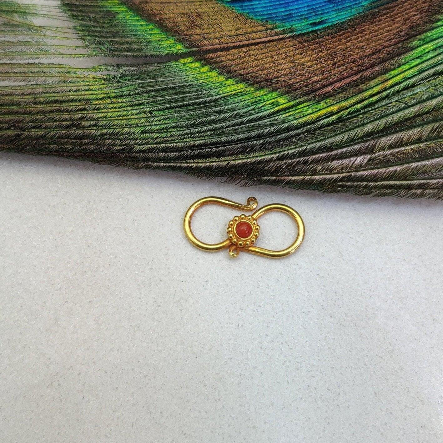 18k Yellow Gold Coral S Clasp Lock Finding 16mm - Kanika Creations