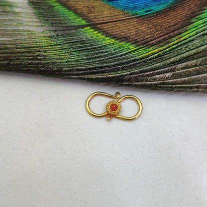 18k Yellow Gold Coral S Clasp Lock Finding 16mm - Kanika Creations