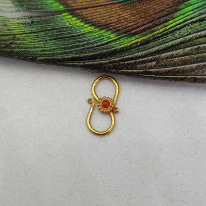 18k Yellow Gold Coral S Clasp Lock Finding 16mm - Kanika Creations