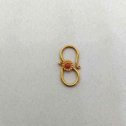 18k Yellow Gold Coral S Clasp Lock Finding 16mm - Kanika Creations