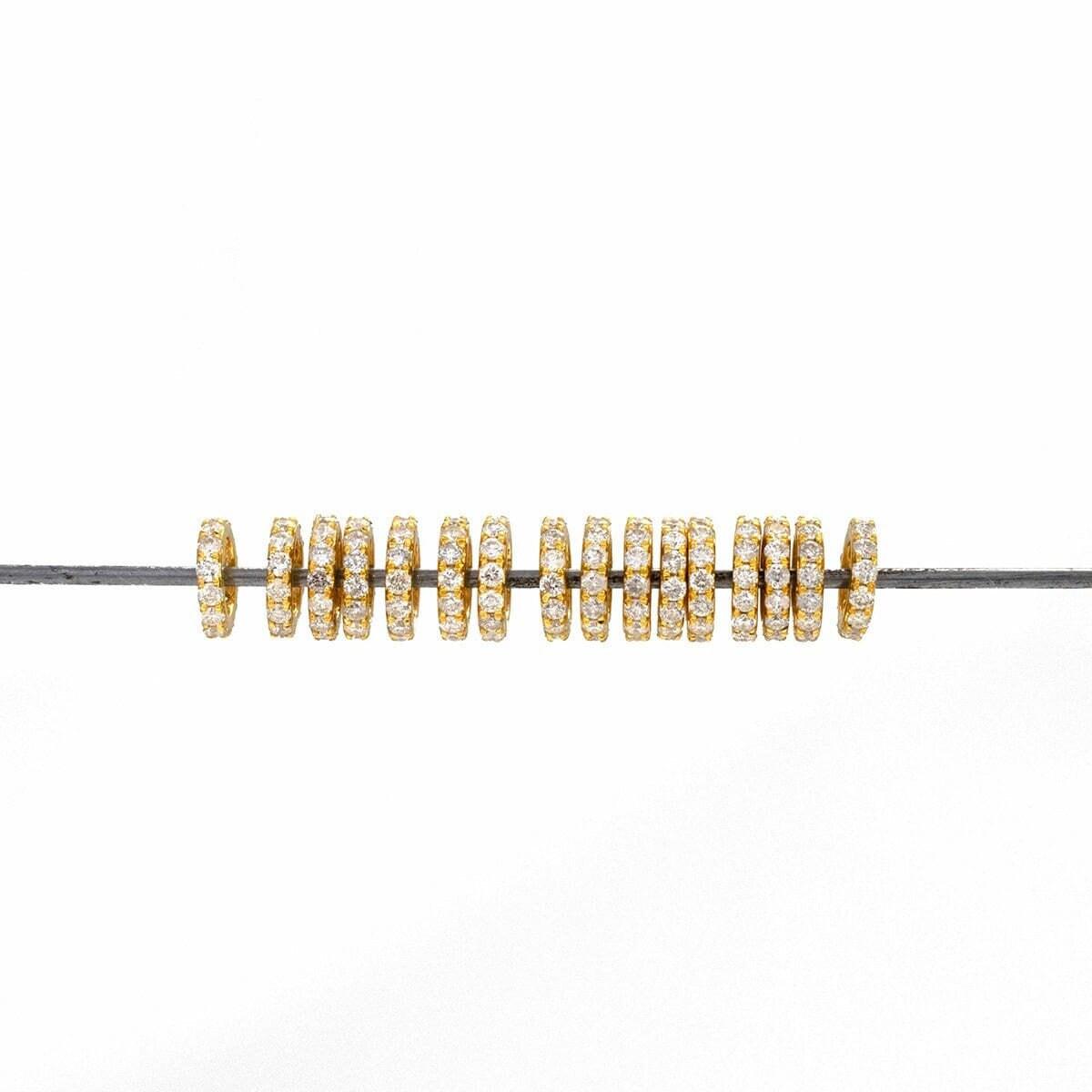 Diamond 14k Yellow Gold Wheel Spacer Findings Beads - Kanika Creations