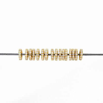 Diamond 14k Yellow Gold Wheel Spacer Findings Beads - Kanika Creations