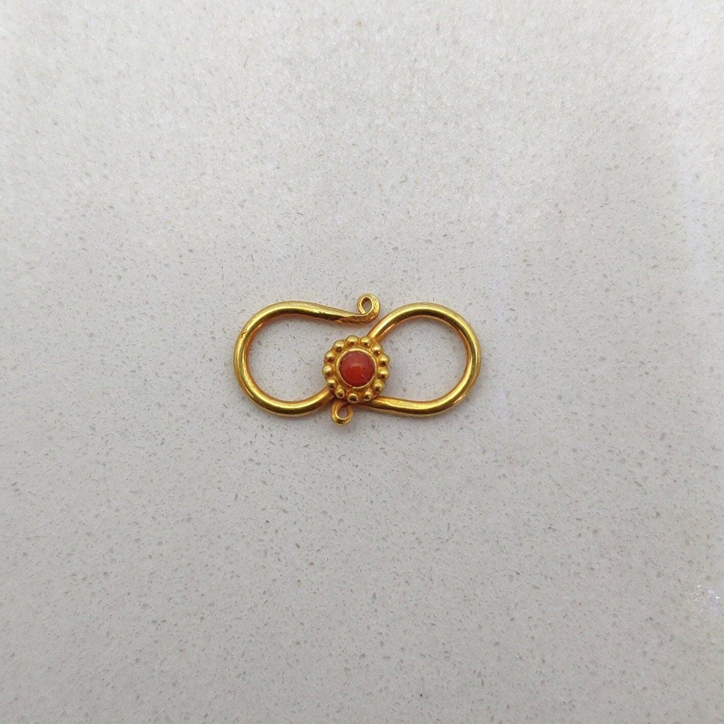 18k Yellow Gold Coral S Clasp Lock Finding 16mm - Kanika Creations