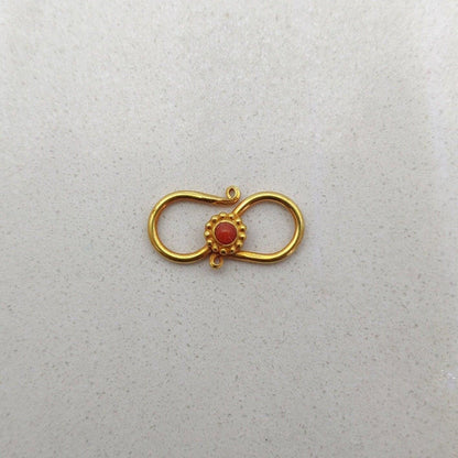 18k Yellow Gold Coral S Clasp Lock Finding 16mm - Kanika Creations