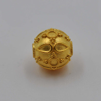 18k Solid Yellow Gold Round Ball Spacer Beads - 10MM - Kanika Creations