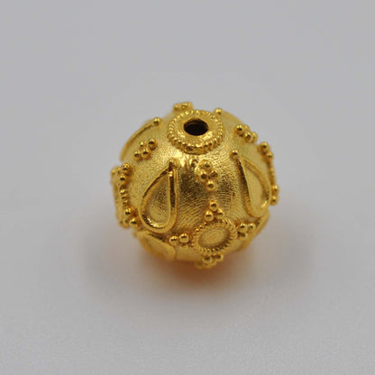 18k Solid Yellow Gold Round Ball Spacer Beads - 10MM - Kanika Creations