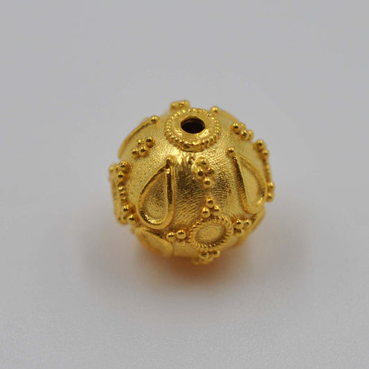 18k Solid Yellow Gold Round Ball Spacer Beads - 10MM - Kanika Creations