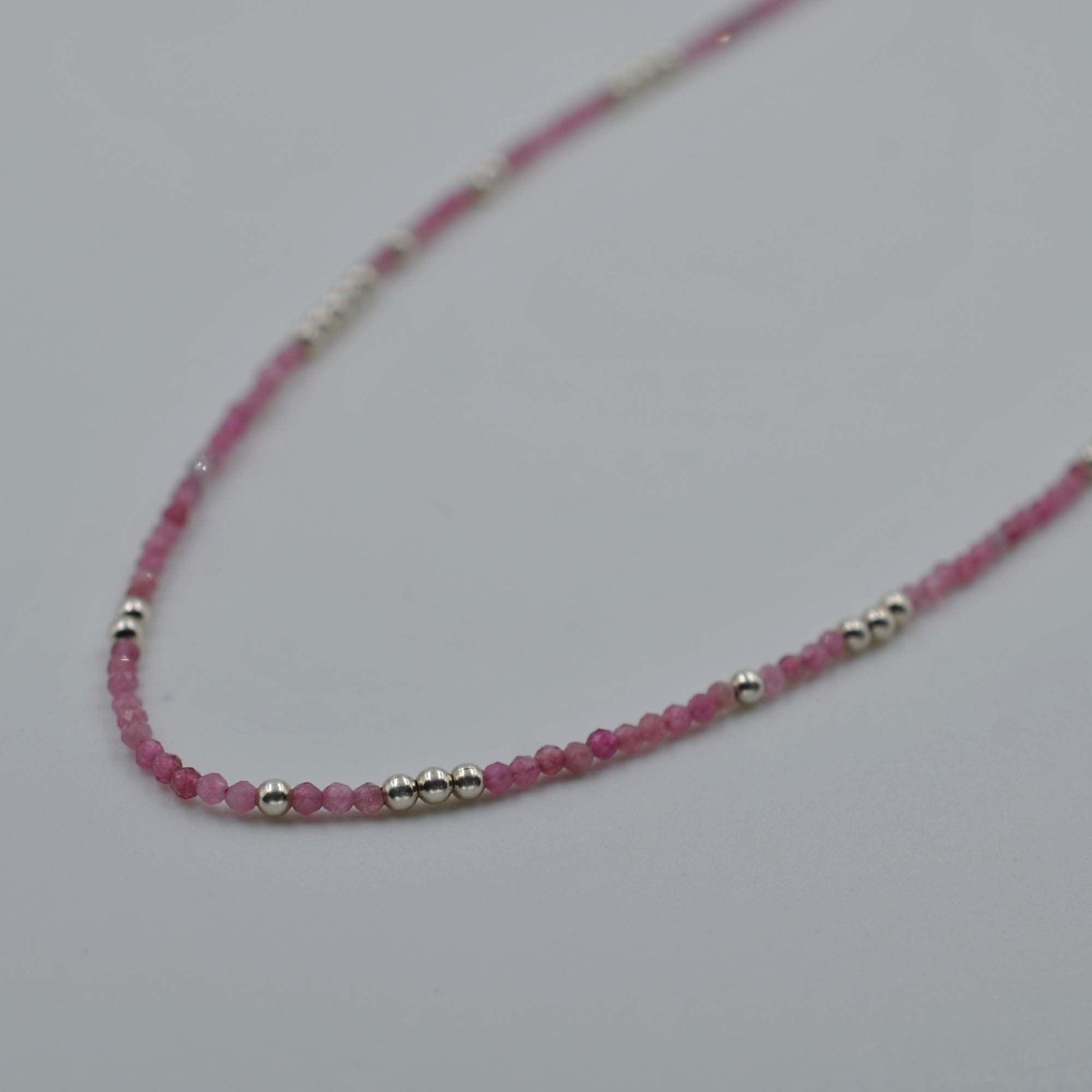 Pink Tourmaline Minimalist Silver Charm Necklace - Kanika Creations