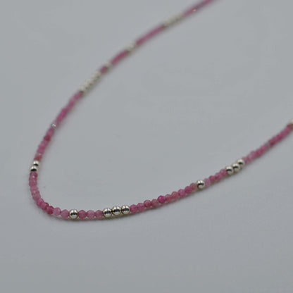 Pink Tourmaline Minimalist Silver Charm Necklace - Kanika Creations