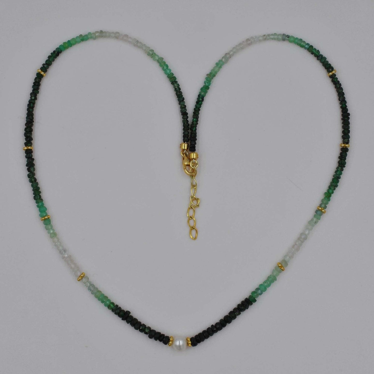 Shaded Emerald Beaded Silver Necklace - Kanika Creations
