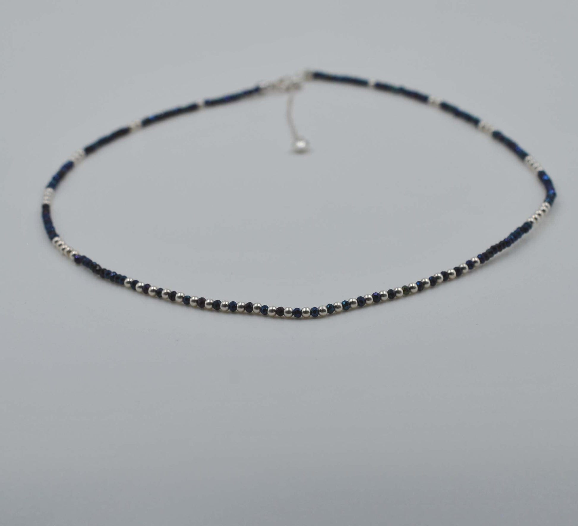 Blue Mystic Coated Faceted Beaded Silver Charm Necklace - Kanika Creations