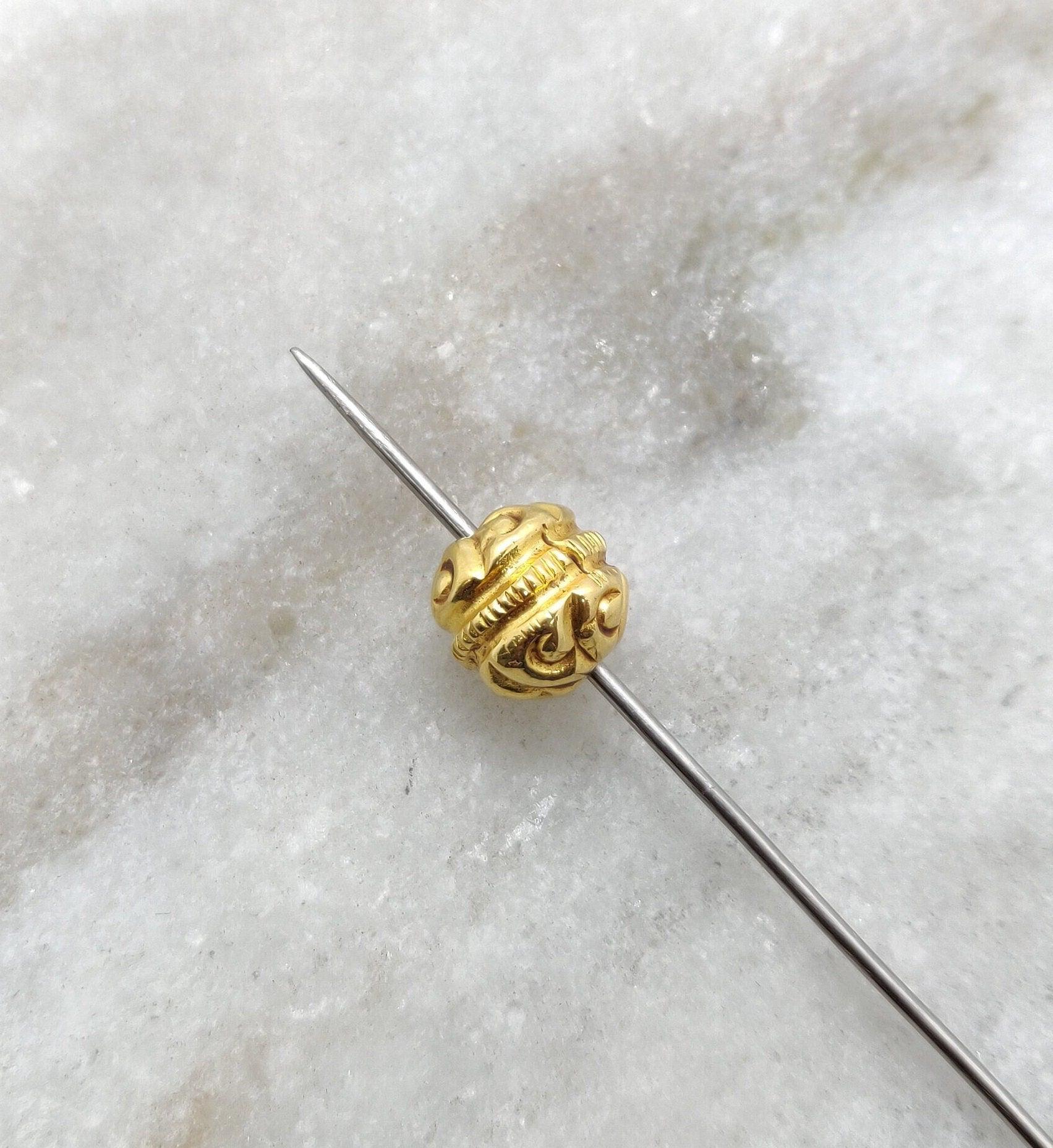 18k Solid Yellow Gold Round Spacer Beads 9mm DIY Crafts - Kanika Creations