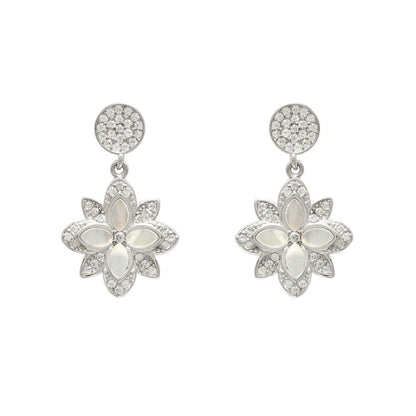CZ Mother of Pearl Jewelry Set – Elegant Earrings & Pendant - Kanika Creations