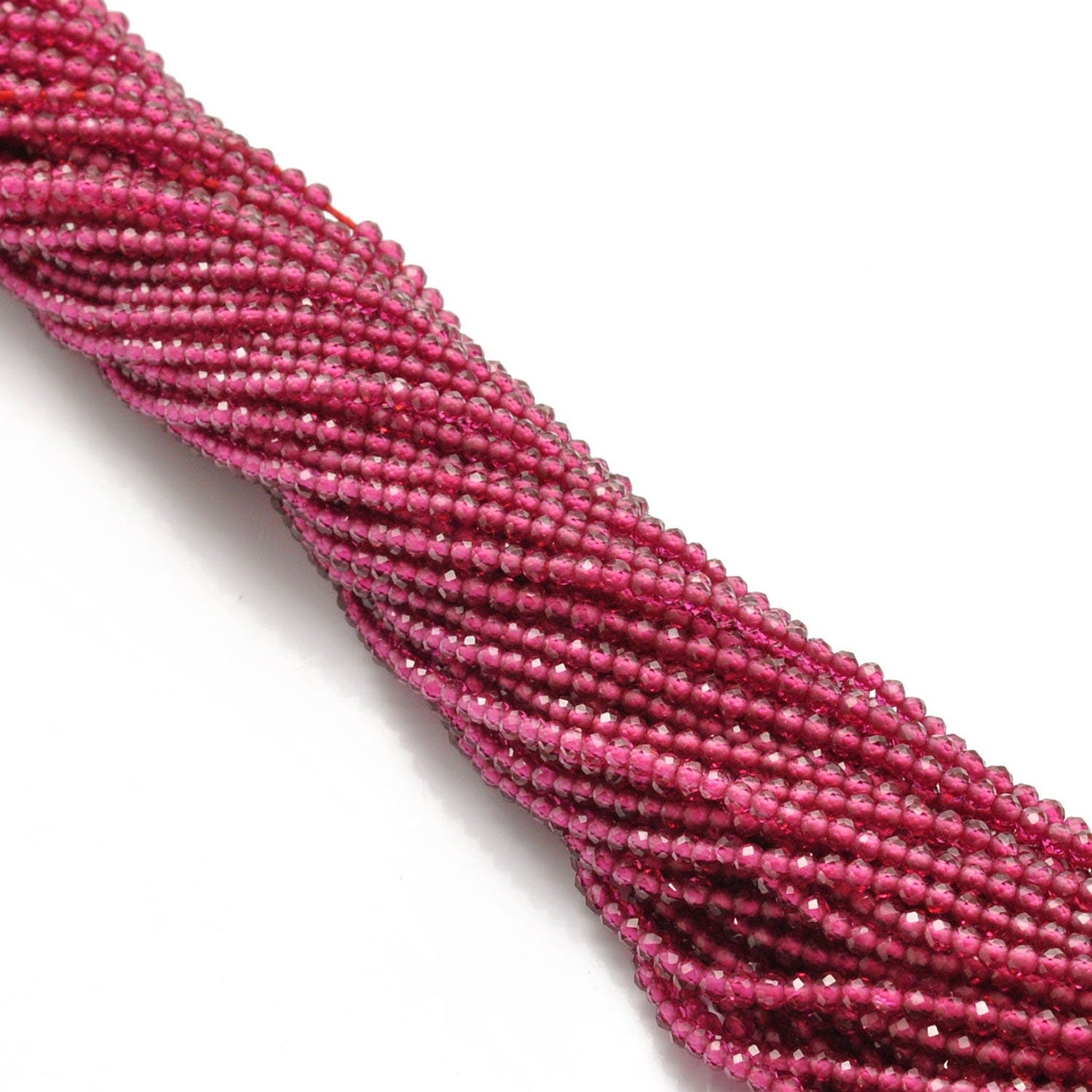 Ruby Corundum Round Faceted Gemstone Beads 13" - Kanika Creations
