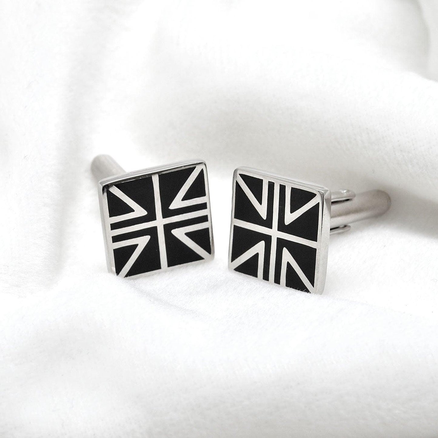 Handcrafted Union Jack Silver Cufflinks - Kanika Creations