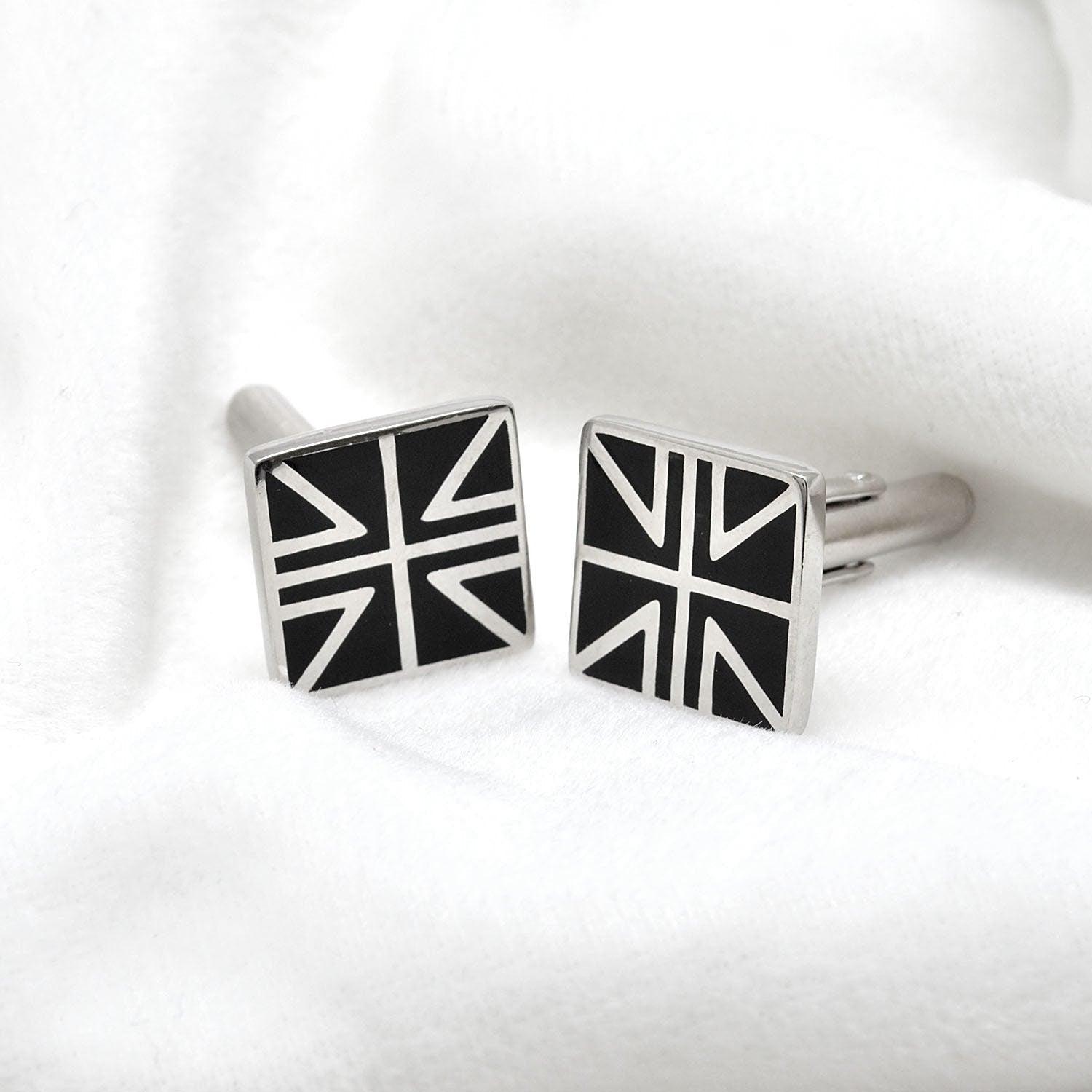 Handcrafted Union Jack Silver Cufflinks - Kanika Creations