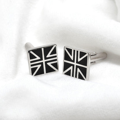 Handcrafted Union Jack Silver Cufflinks - Kanika Creations