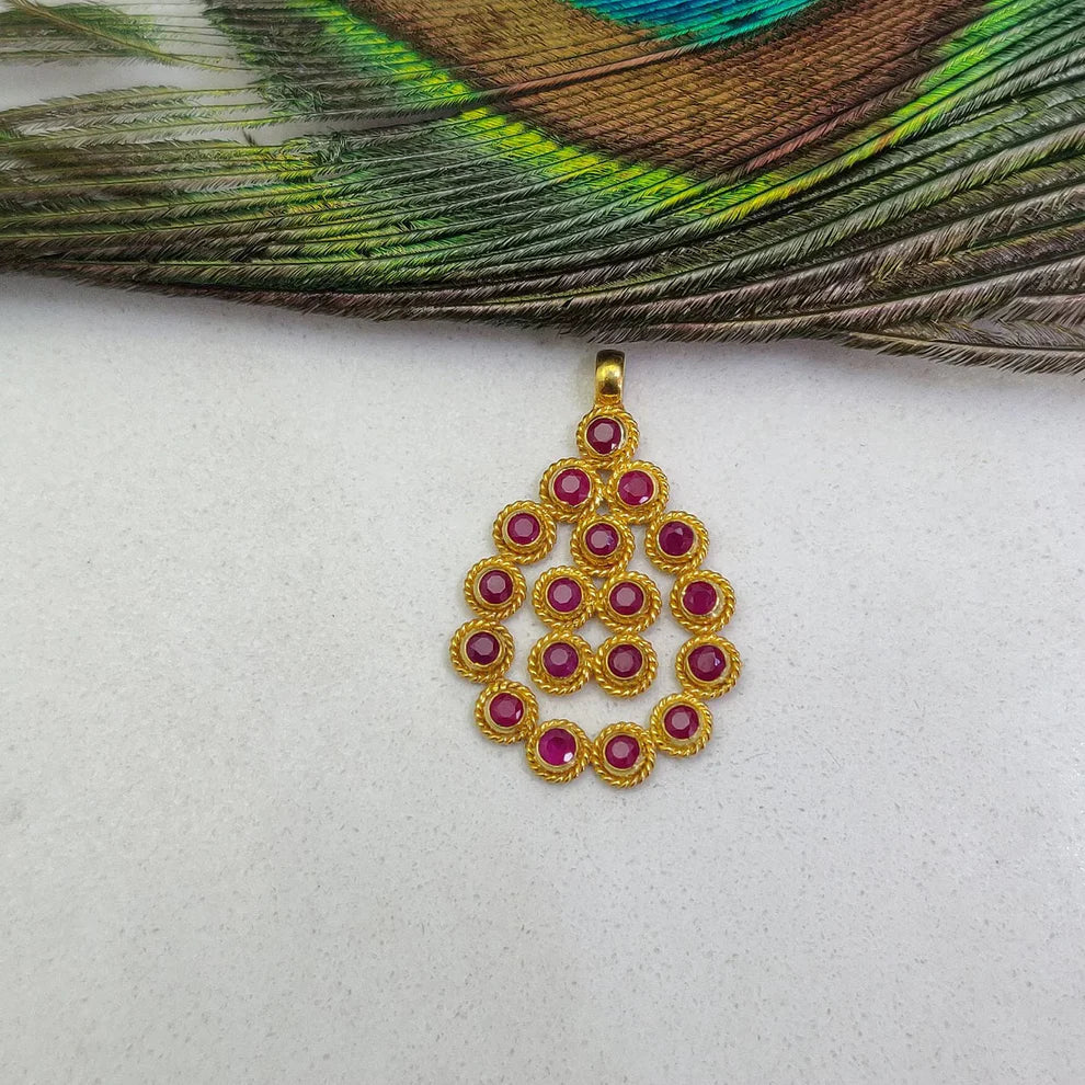 Victorian-Style 18K Solid Gold Hydro Ruby Pendant