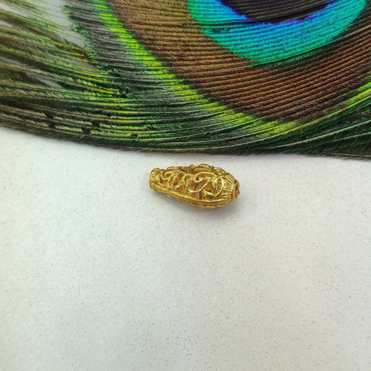 18K Solid Gold Flower Lantern Spacer Bead