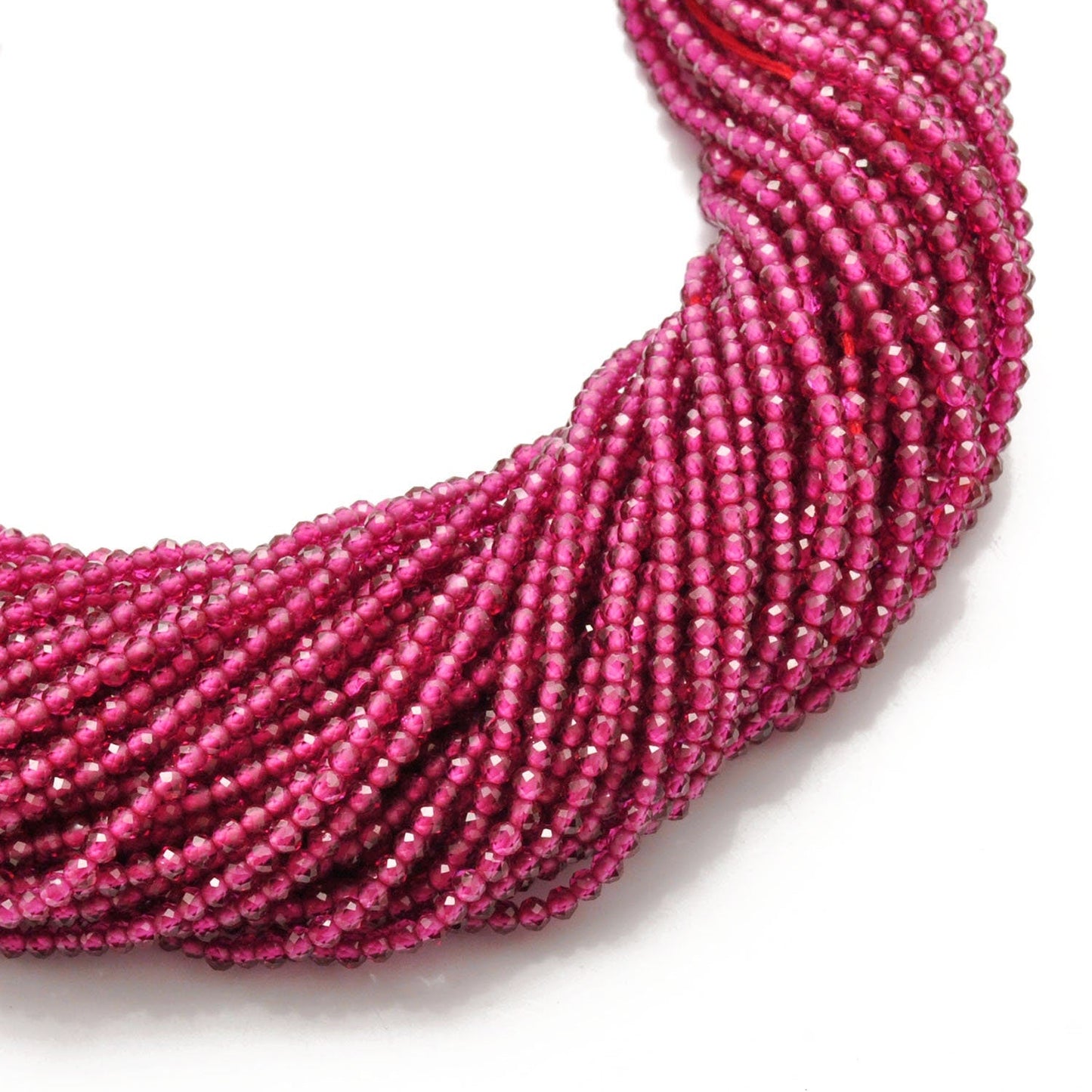 Ruby Corundum Round Faceted Gemstone Beads 13" - Kanika Creations