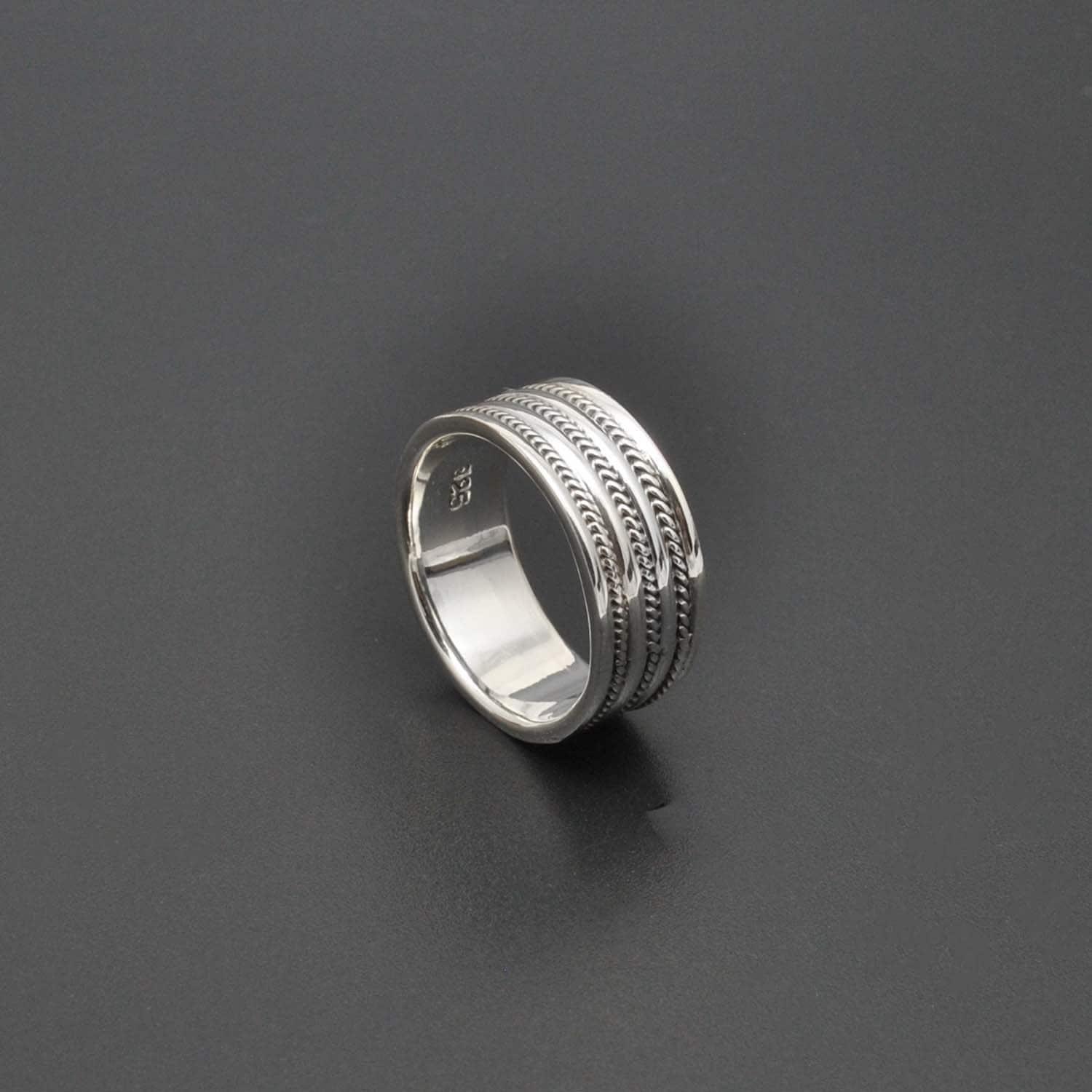Solid 925 Silver Classic Wedding Bands Size 9 - Kanika Creations