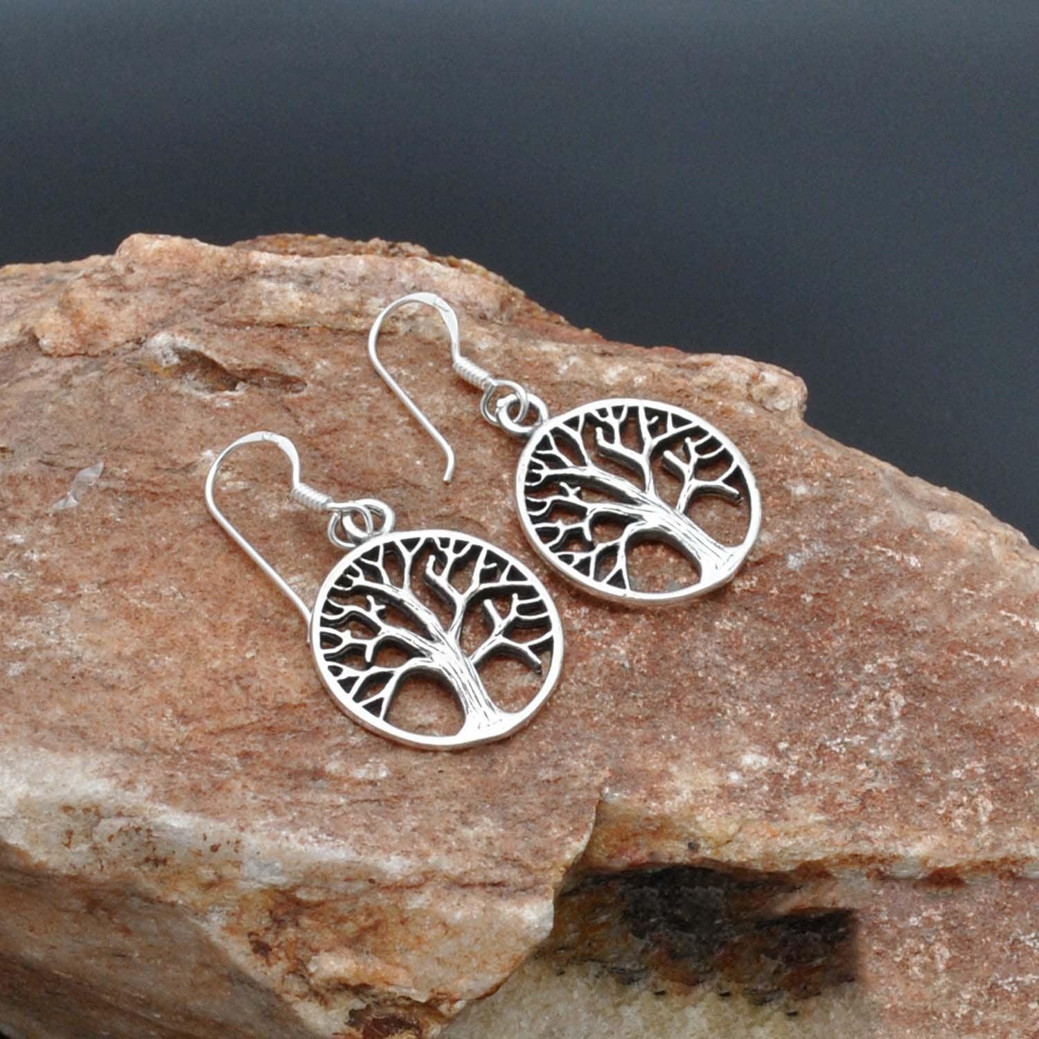 Tree of life silver Dangle Earring - Kanika Creations