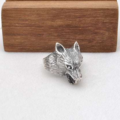 925 Sterling Silver Wolf Ring 11 US - Kanika Creations