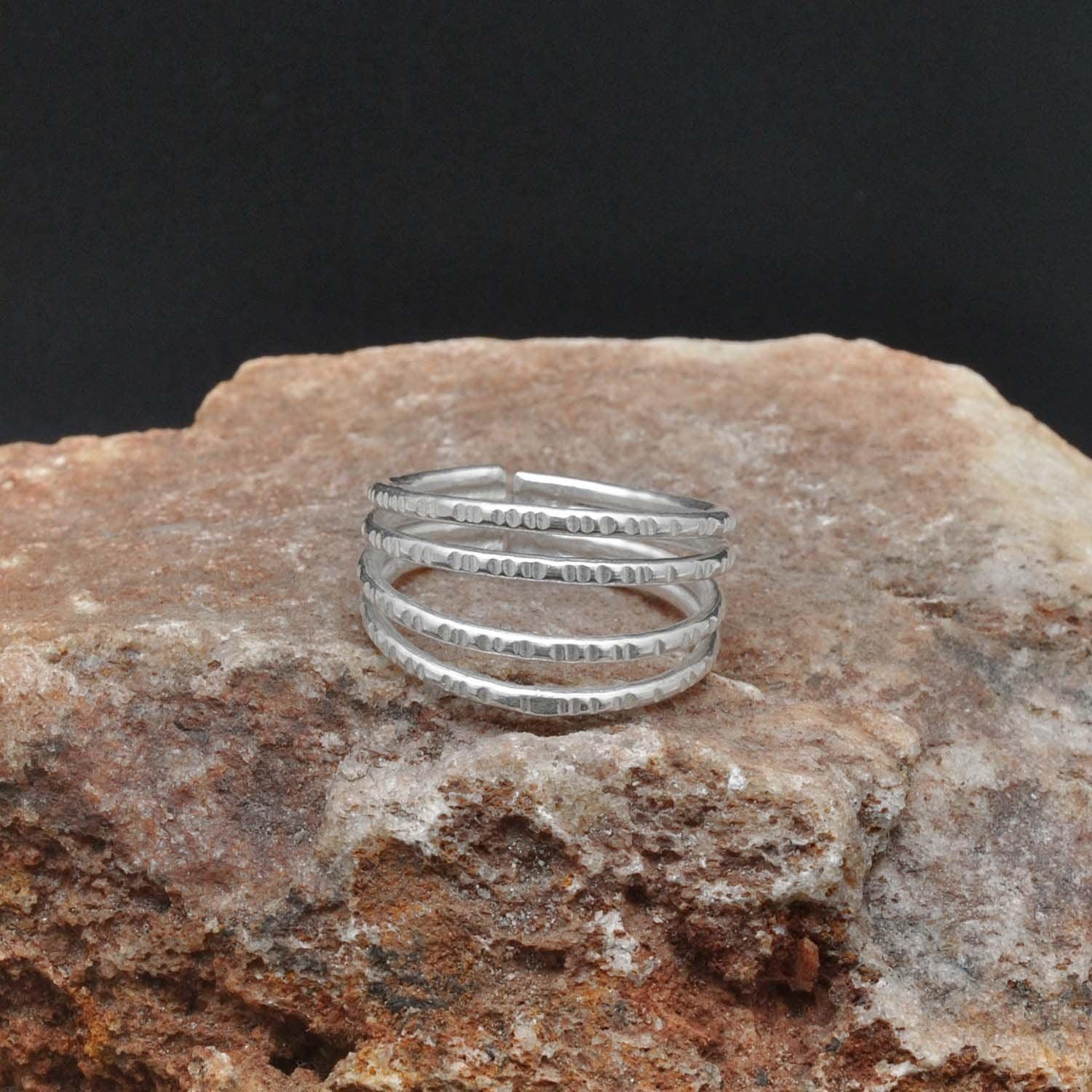 Sterling Silver Stackable Hammered Ring Size 9 - Kanika Creations