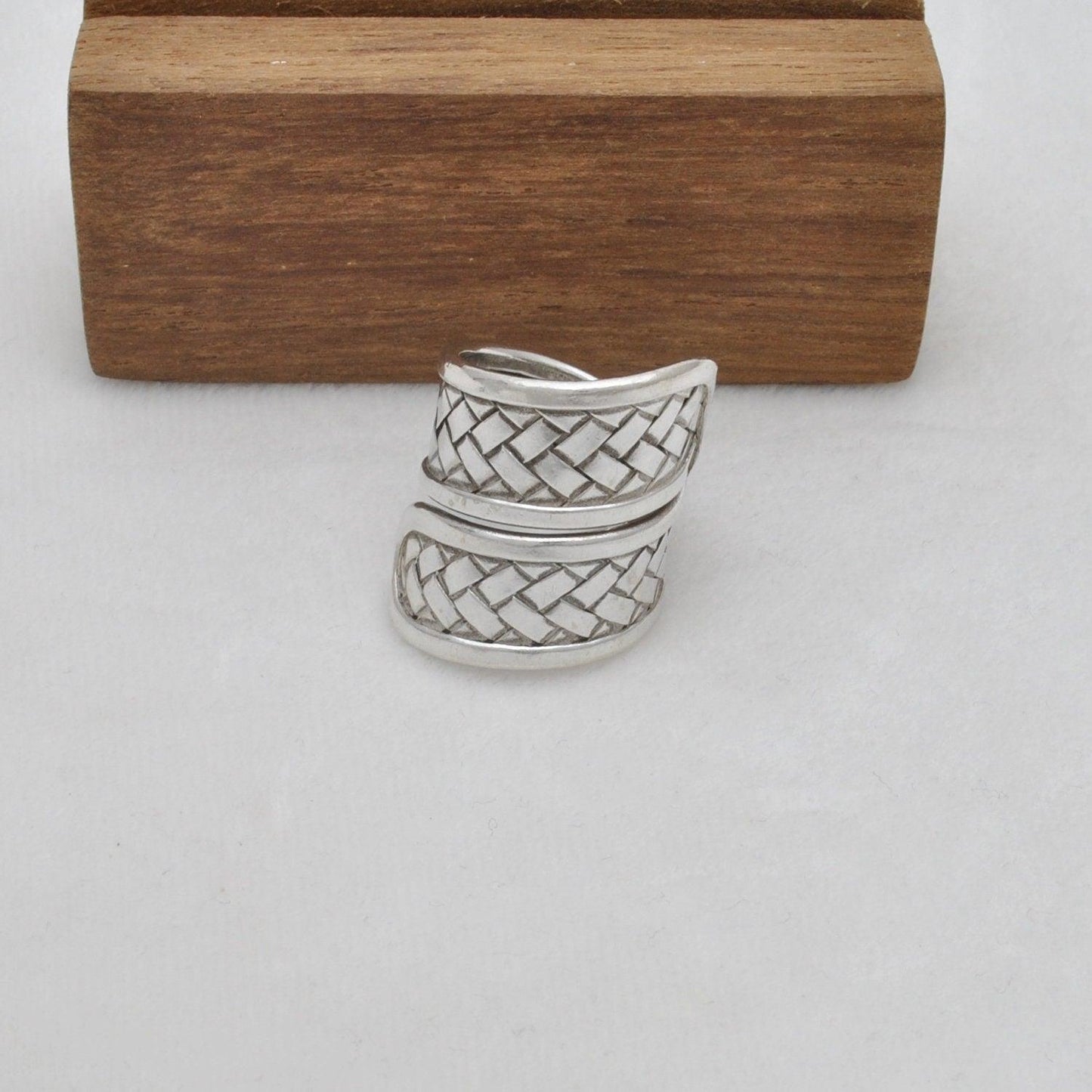 Tribal Braided 925 Silver Long Statement Ring Size 9 - Kanika Creations